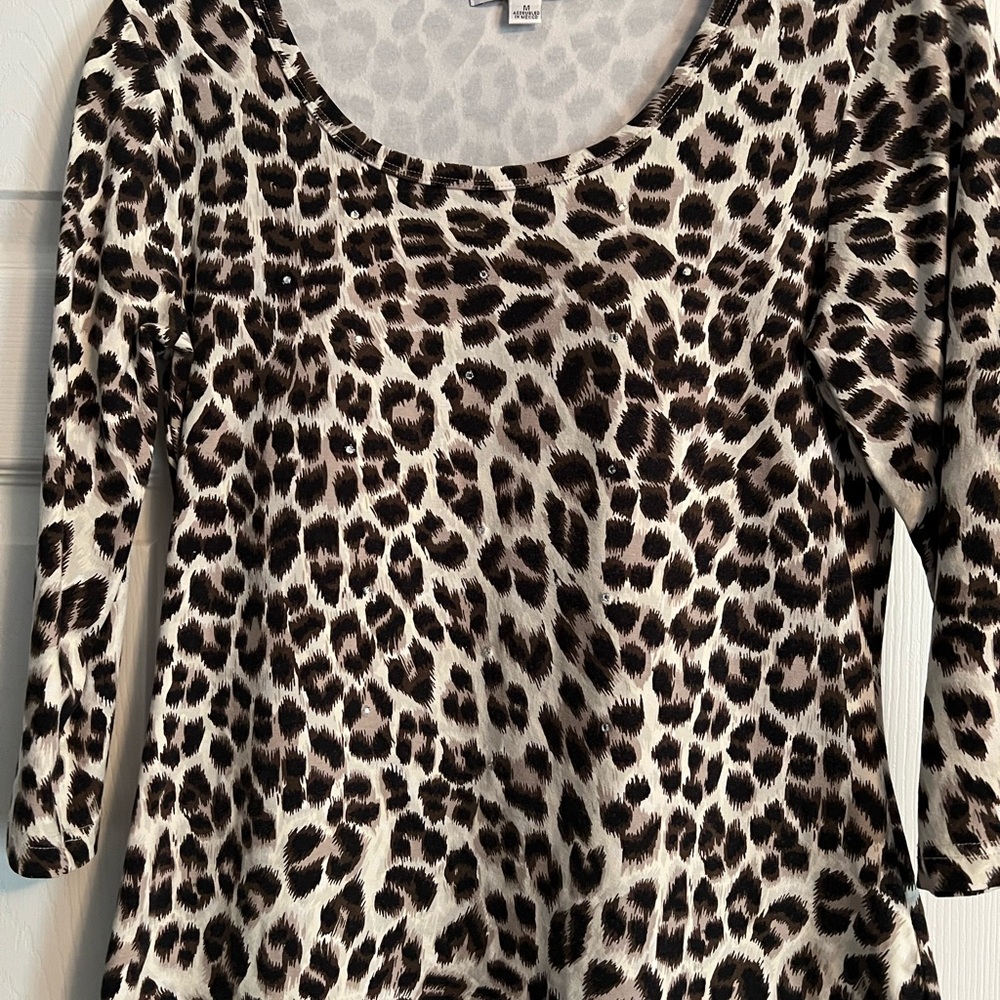 Karen Kane Black and White Animal Print Long Sleeve Top